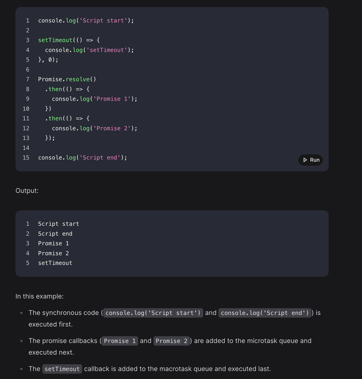 <p>Explain the concept of a microtask queue</p>