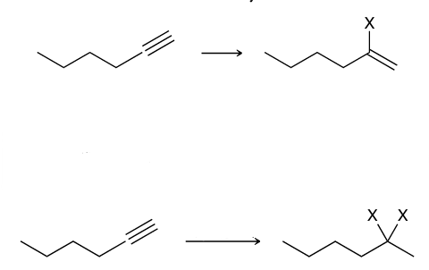 <p>hydrohalogenation of alkyne</p>