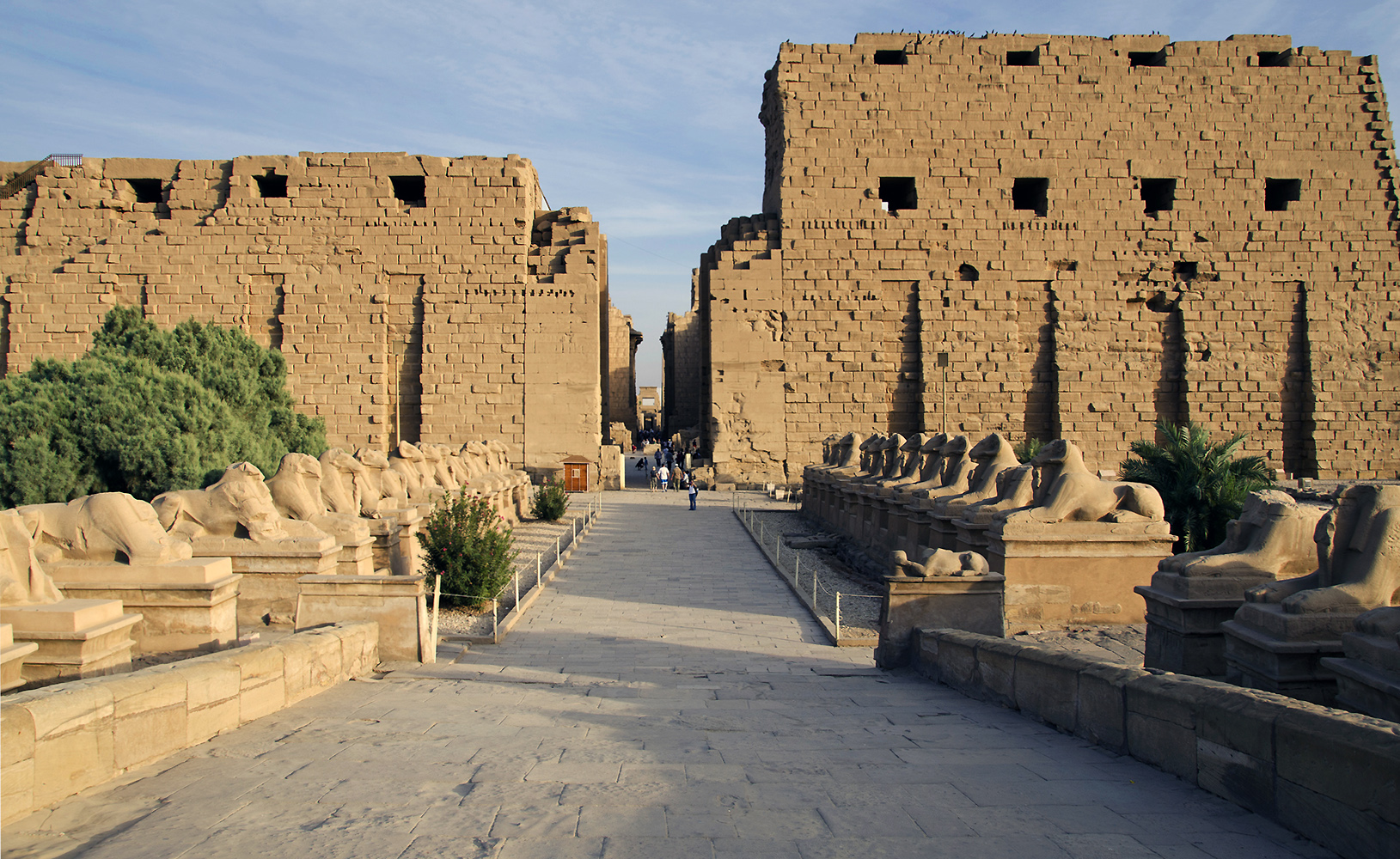 <p>Temple of Amun-re and Hypostyle Hall Karnark</p><ul><li><p>Luxor, Egypt.</p></li><li><p>New Kingdom, 18th and 19th Dynasties.</p></li><li><p>Temple: c. 1550 B.C.E.; hall: c. 1250 B.C.E.</p></li><li><p>Cut sandstone and mud brick.</p></li></ul><p>The Hypostyle Hall is also the largest and most elaborately decorated of all such buildings in Egypt and the patchwork of artistic styles and different royal names seen in these inscriptions and relief sculptures reflect the different stages at which they were carved over the centuries. As the temple of Amun-re is the largest religious complex in the world.</p>