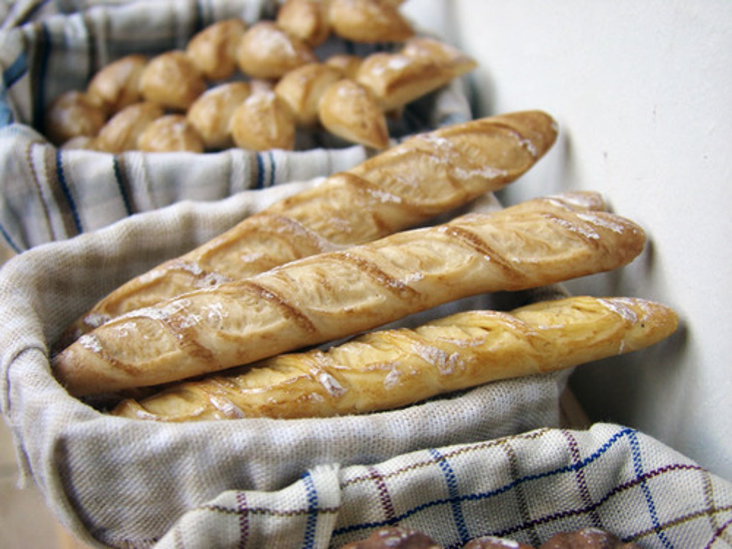 <p>A long narrow loaf of French bread</p>