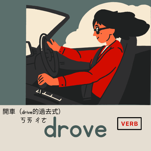 <p>drove</p>