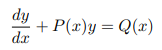 <ol><li><p>Calculate I(x) = e<sup>∫P(x)dx</sup> (integrating factor)</p></li><li><p>[Multiply boths sides by I(x)]</p></li><li><p>Then: y = (1 / I(x)) * ∫ I(x) Q(x) dx</p></li></ol><p>When calculating e<sup>∫P(x)dx</sup> no +C needed.</p>