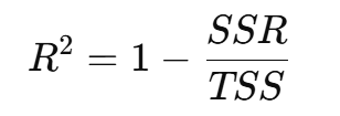 <ul><li><p>Proportion of variation in y explained by the model</p></li><li><p>High R² ≠ causality or unbiasedness</p></li></ul><p></p>