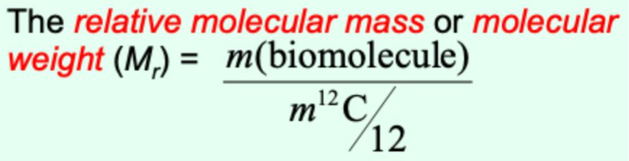 <p><span>The sum of the relative atomic masses of all the atoms in a molecule, compared with ¹⁄₁₂ of the mass of a carbon-12 atom.</span></p>