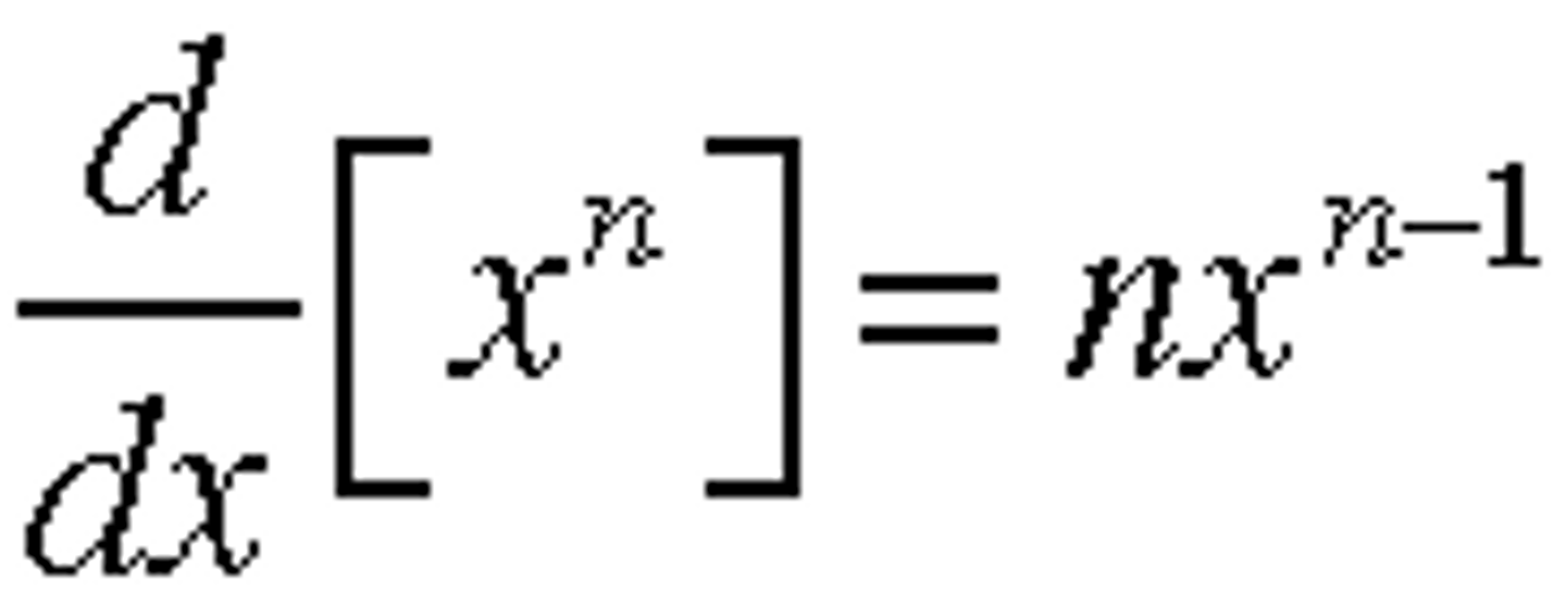 <p>f(x)=x^n</p><p>f'(x)=nx^n-1</p>