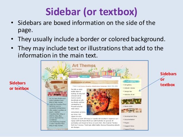 <p>Sidebars/Text Boxes</p>