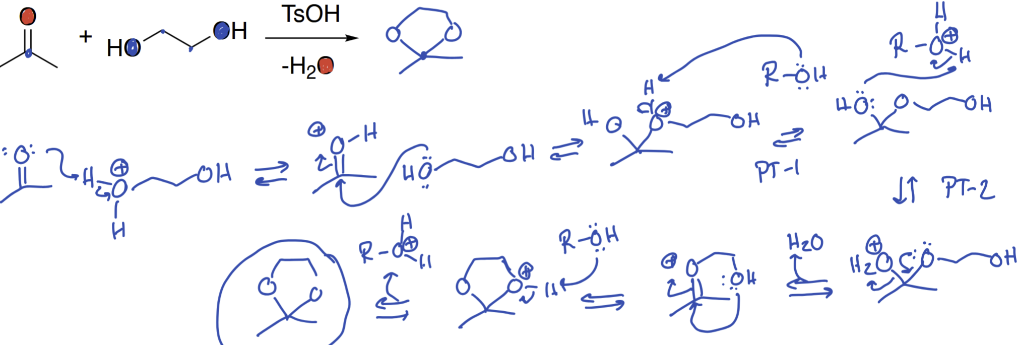 <p>Cyclic acetal formation</p>