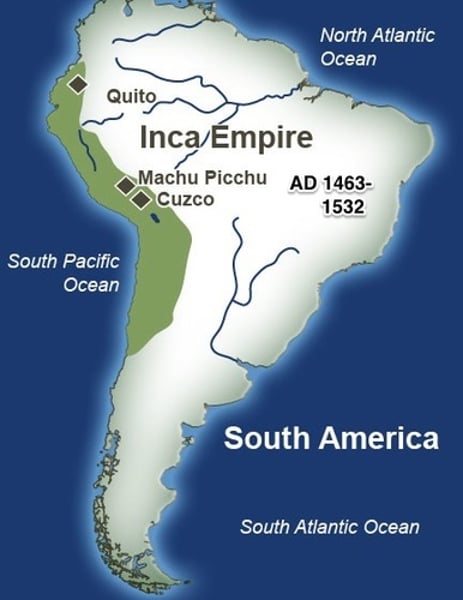 <p>Empire in Peru. conquered by Pizarro, who began an empire for the Spanish in 1535</p>