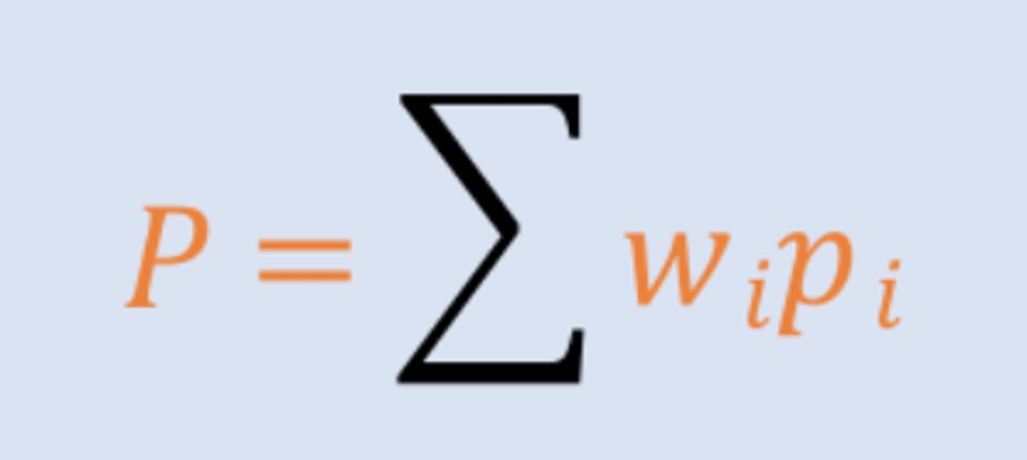 <p>The overall price level, computed with weighted averages of prices of individual goods and services</p><p>==&gt; weights are based on the average portion of overall spending on each good/service</p>