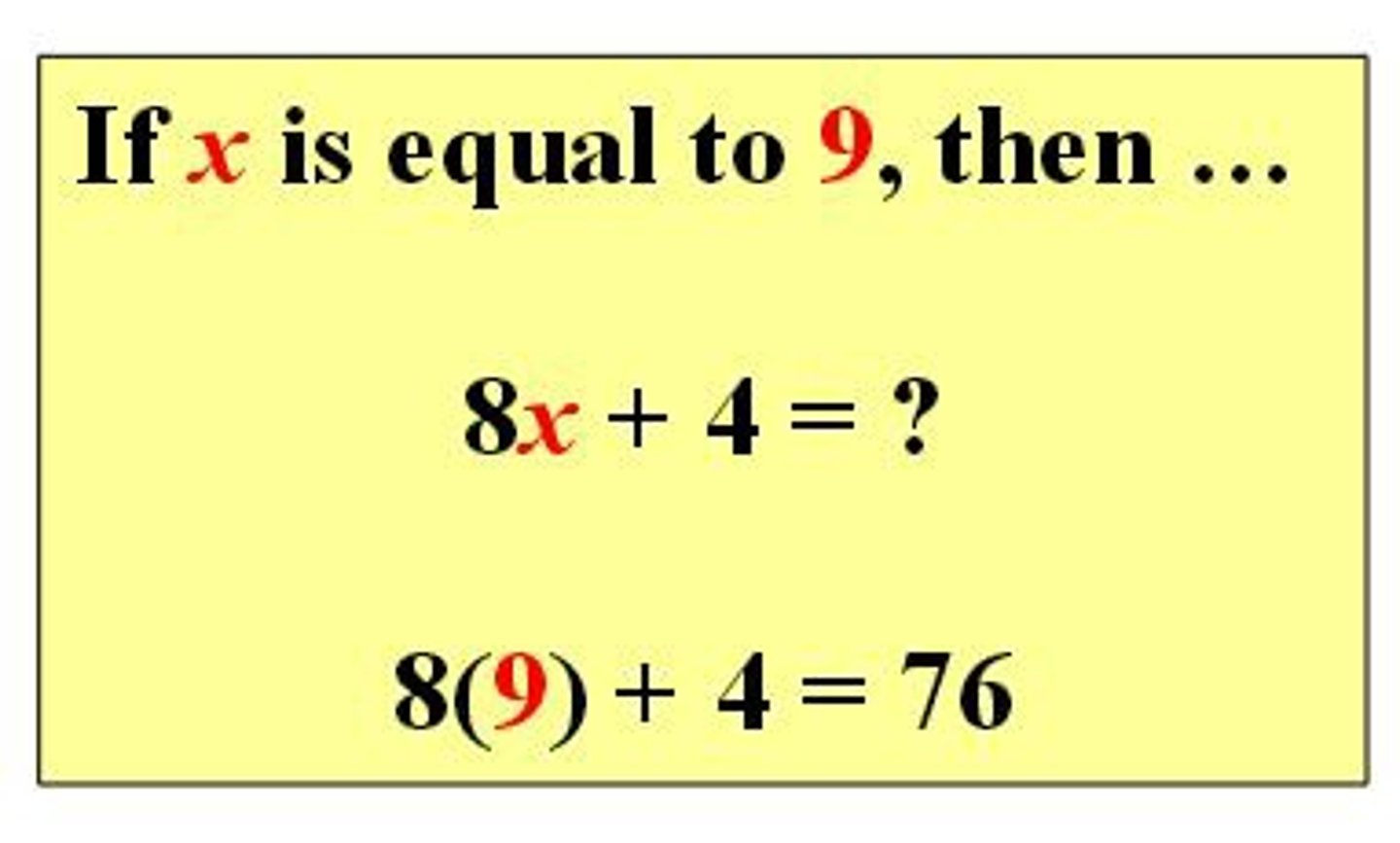 <p>take variable out, put in value (number)</p>