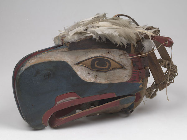 <p>Kwakwaka’wakw; Northwest Coast of Canada; Late 19th Century; red cedar wood, string, and paint; no known artist; transformation mask</p>