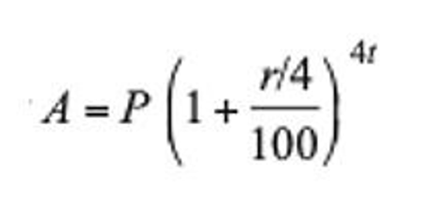 <p>A = P(1+r/100)ⁿ</p>