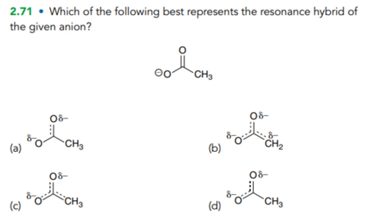 <p>Which of the following best represents the resonance hybrid of the given anion?</p>