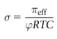 <p>When membranes are partially permeable to the solute (leaky membranes), measured osmotic pressure is less than that predicted by van’t Hoff Law. Sigma, the reflection coefficient can be seen in the equation attached, where pi eff is the observed osmotic pressure and phi RTC is the theoretical osmotic pressure that would be observed if the membrane was perfectly semipermeable. This value ranges from 0 to 1.</p>