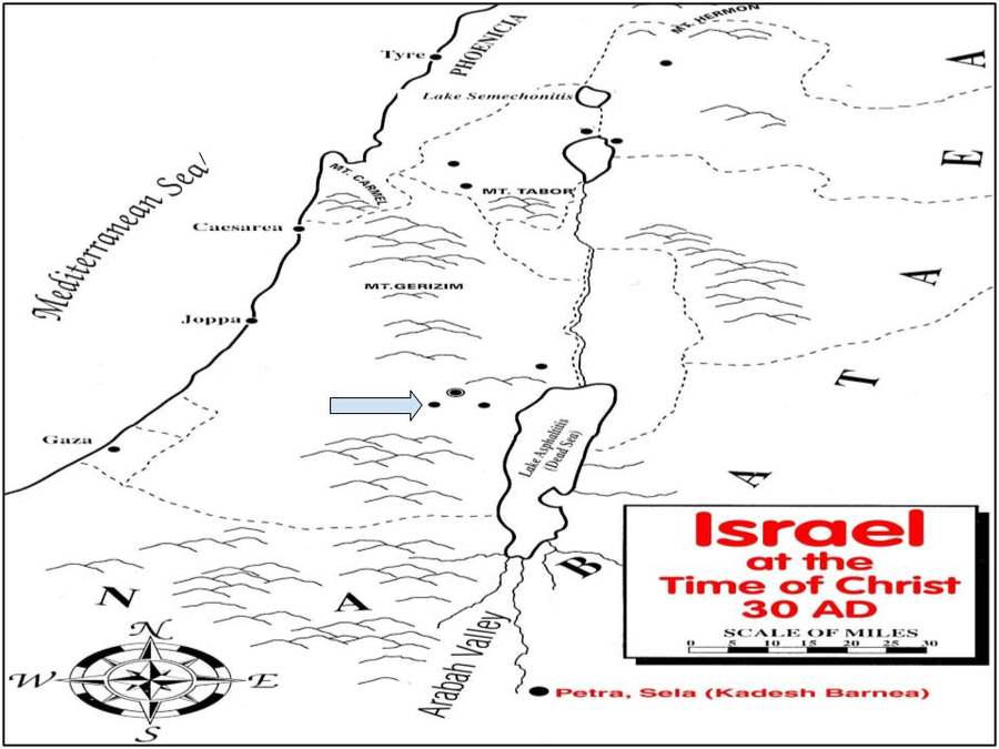 <p><span>The arrow is pointing to this city, the site of Jesus' birth</span></p>