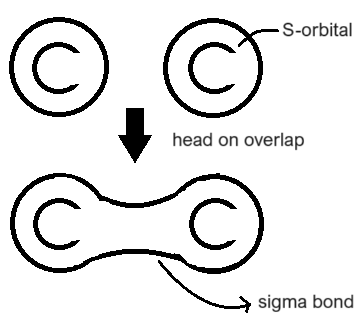<p>It is formed by the head-on overlap of s-orbitals between two carbon atoms. </p>