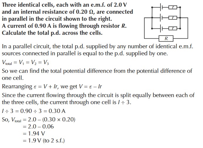 <p>Total e.m.f = voltage of 1 cell </p>