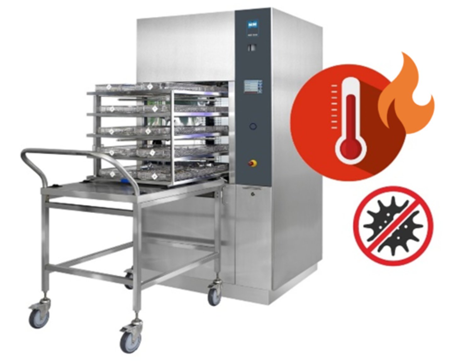 <p>the use of heat to reduce the amount of microorganisms (excluding spores) on a medical device</p>