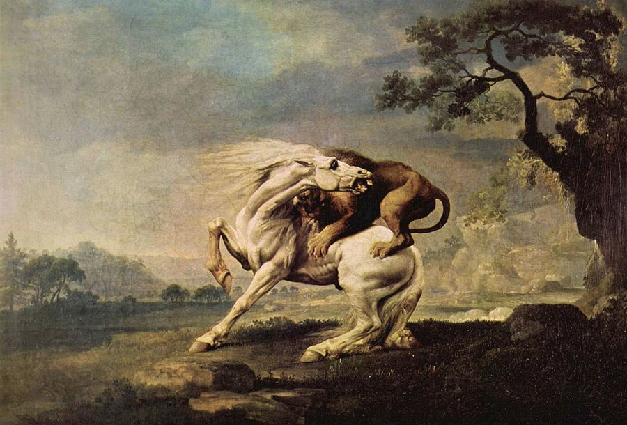 <p>George Stubbs, Lion Attacking a Horse, 1763<br><em>Romanticism</em></p>