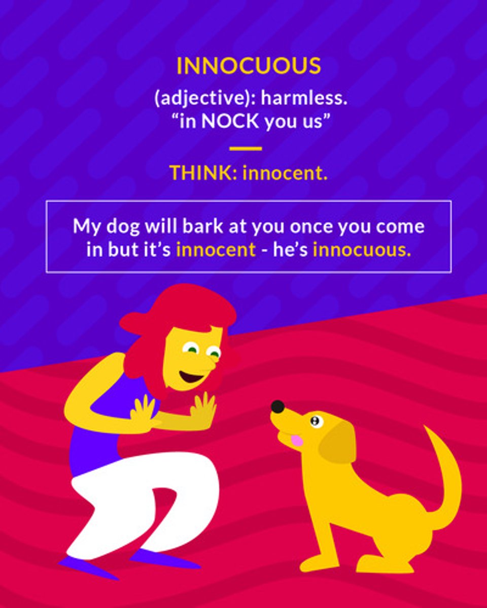 <p>(adj.) harmless</p>