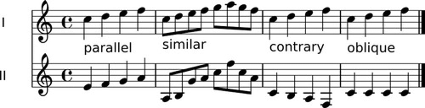 <p>both voices move in the same direction</p>