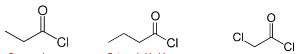 <p>name the following acyl chlorides </p>