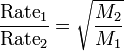 <ul><li><p>states that the rate of effusion for a gas is inversely proportional to the square root of its molar mass</p></li></ul>