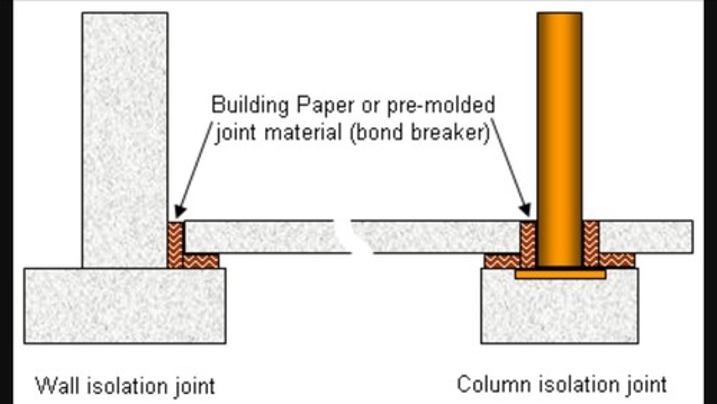 <p>a joint separating two sections of a structure so that differential movement or settlement can occur between the parts</p>