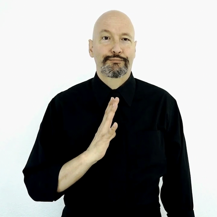 <p><span style="font-size: medium">touch your thumb to your chest. Use a "five" handshape.</span></p>