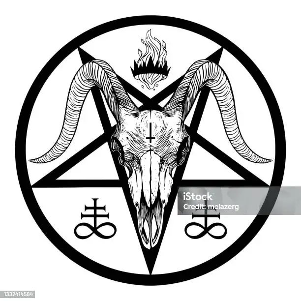 <p>Represents two horns, Satans identity</p>