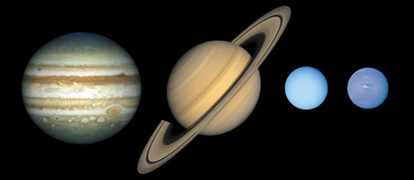 <p>a planet made up mostly of gases and is called a gas giant</p>