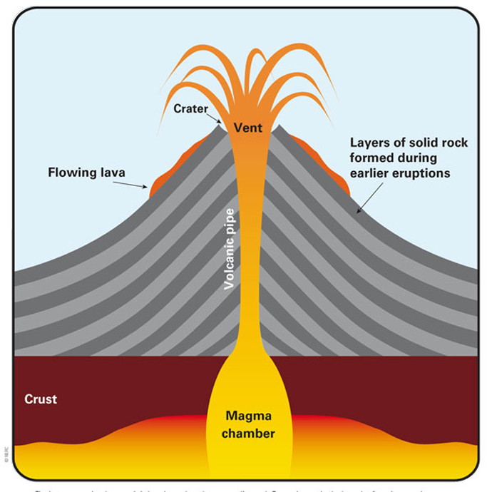 <p><strong>Shape</strong><span>:</span></p><ul><li><p>Stratovolcano: Tall, symmetric peak with steep slopes.</p><p><strong>How it is formed</strong><span>:</span></p><ul><li><p>Stratovolcano: Built from alternating layers of viscous lava flows, ash, pumice, and bombs.</p><p><strong>Locations</strong><span>:</span></p><ul><li><p>Stratovolcano: Subduction zones (Andes, Japan, Cascades, Philippines).</p></li></ul></li></ul></li></ul><p><strong>Explosions</strong><span>:</span></p><ul><li><p>Stratovolcano: Highly explosive due to viscous magma trapping gases; pyroclastic flows, ash columns.</p></li></ul><p></p>