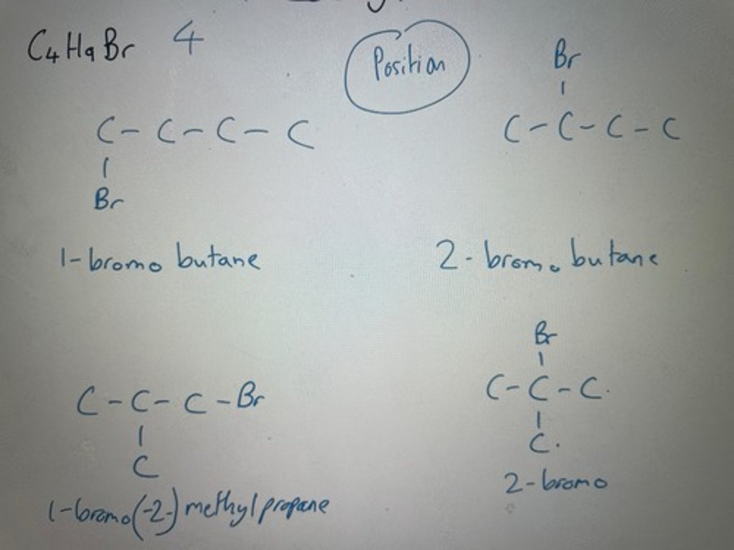 <p>How many structural isomers does C4H9Br have?</p>