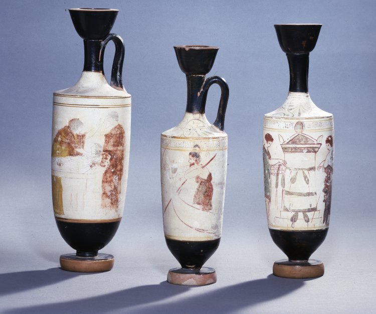 <p>White surface with colored figures </p>