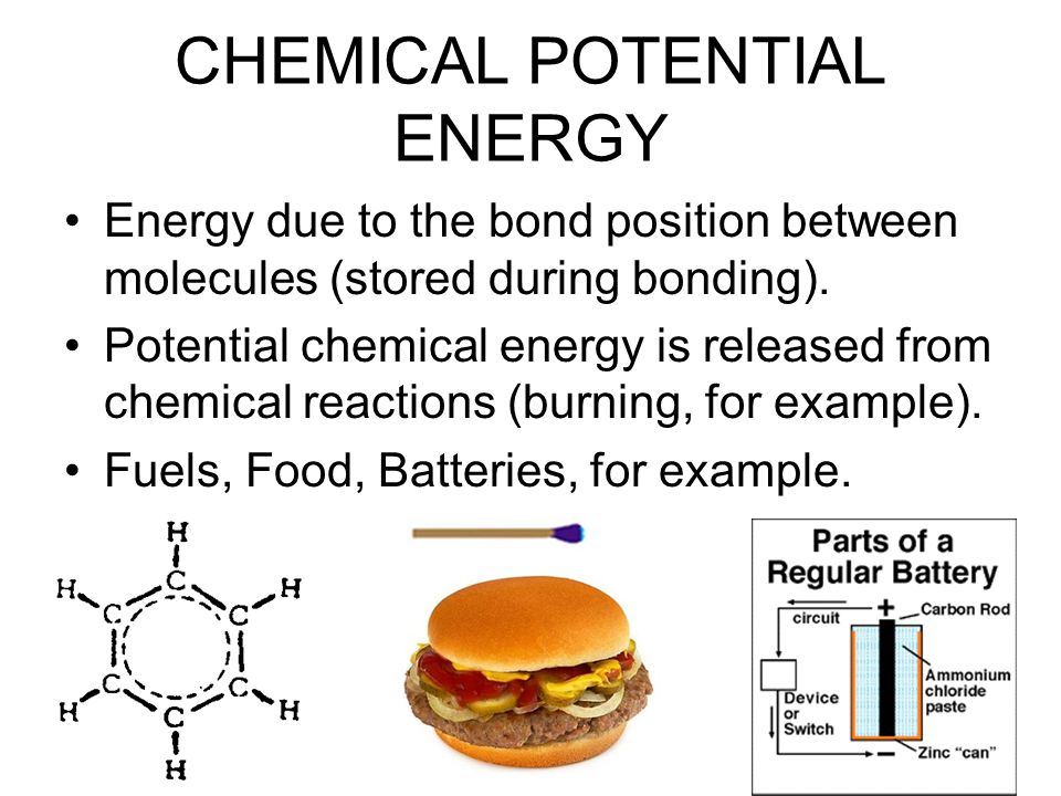 <p>chemical potential energy </p>