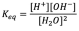 <p>Kw = [H+][OH-]</p><p>[H2O] is constant in almost all aqueous solutions so it can be emitted from the equation</p>