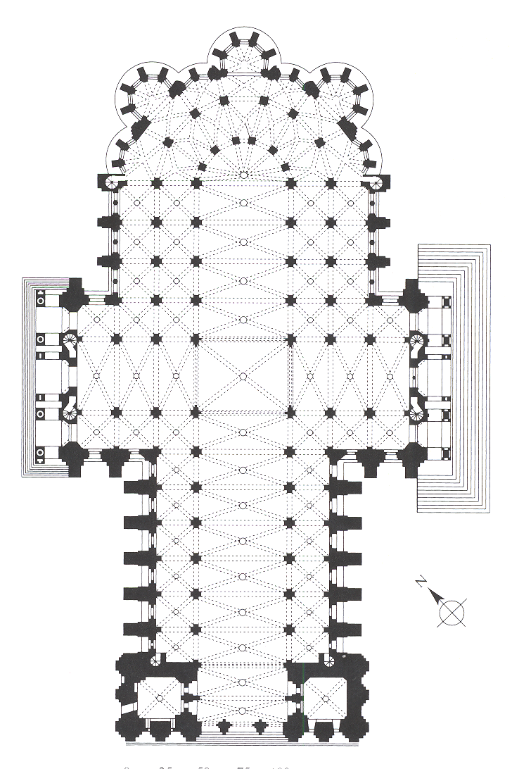 <p>France, 1194-1220, the relic here is the cloak of virgin Mary. Asymmetric towers on the facade that differ on both sides as you go up. Massive fire in 1194 the started the rebuilding. Outside uses portals, jambs, and tracery and inside uses wheel windows, stained glass, quatrefoil, fleur de lis, and flying buttress. Gothic. </p>