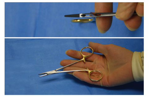 <p>Nickname: NH </p><p>Use: Holds small to medium needles, for most tissue </p><p>Features: Short, tapered with cross serrated jaws</p>
