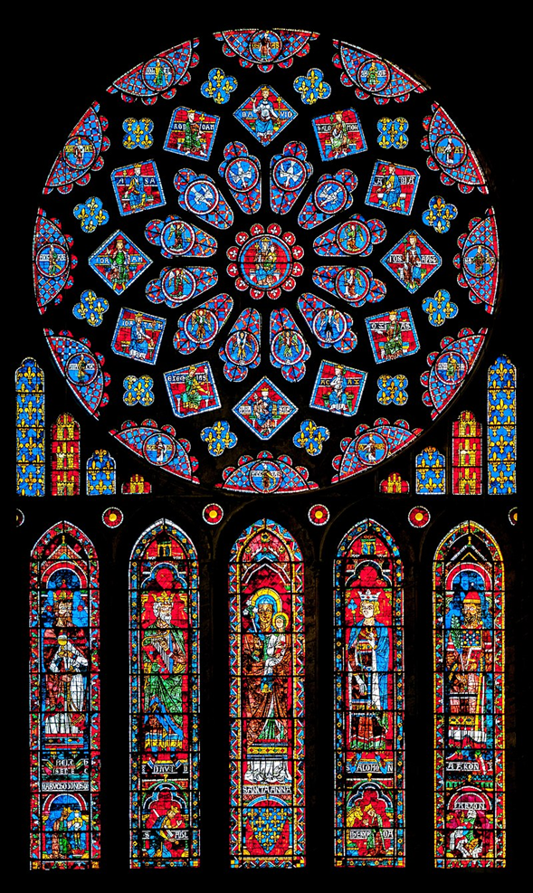 <p>Rose Window and Lancets, Chartres Cathedral, ca. 1220</p>
