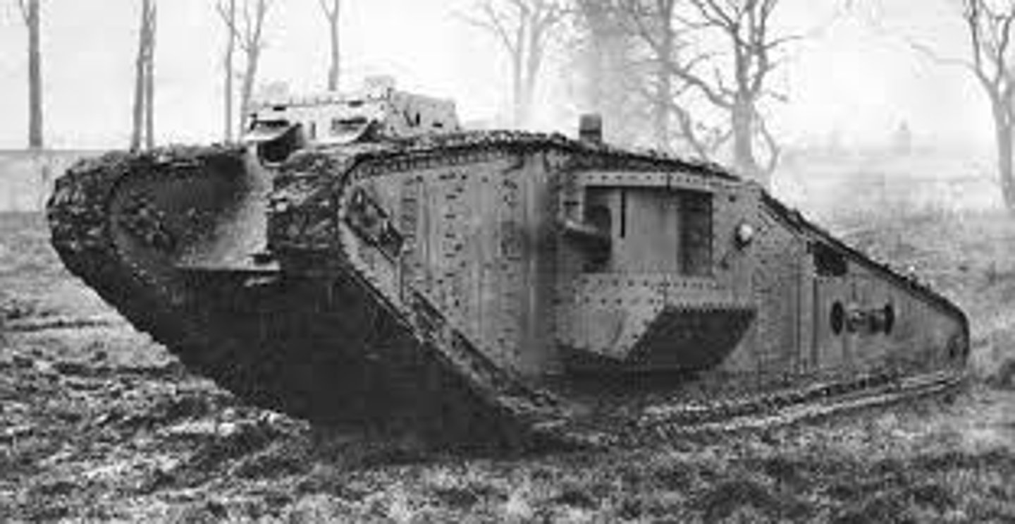 <p>WWI saw the introduction of these armored vehicles, which were impenetrable to bullets and could roll into a battle unharmed. Tanks were so successful that they were advanced to WWII.</p>