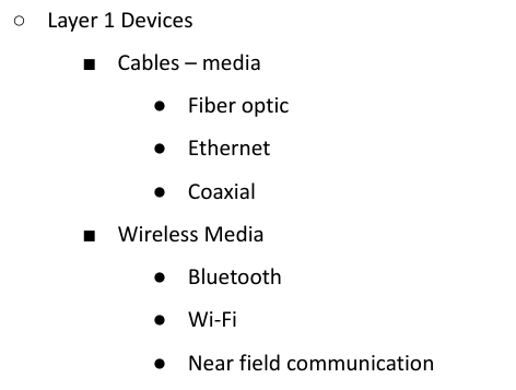 <p>■ First layer of the OSI model where transmission of bits across the network occurs and includes physical and electrical network characteristics </p><p>■ Data type occurs as bits </p><p>● Binary bits represented as a series of 1s and 0s</p>