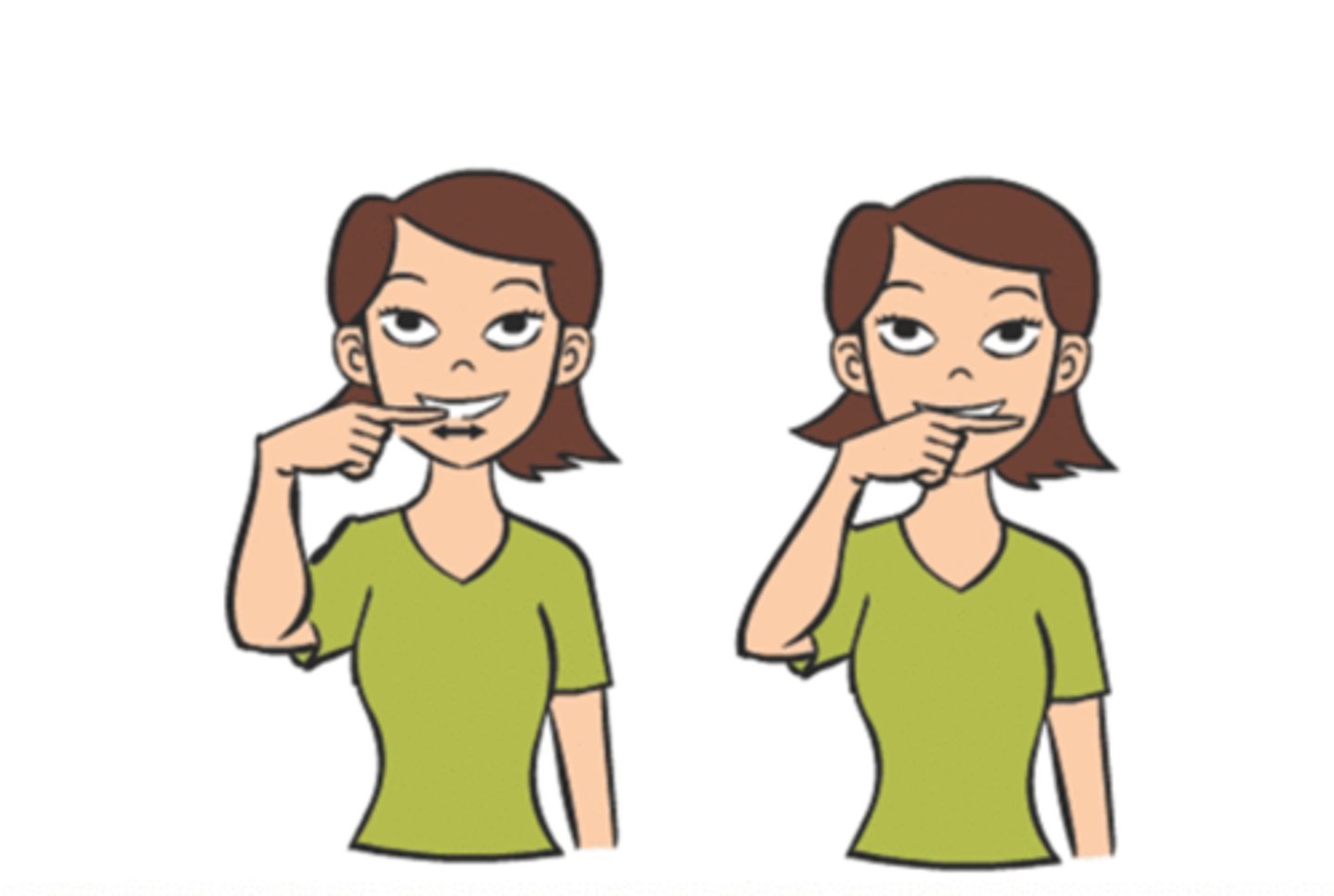 <p>Make the motion of brushing your teeth back and forth with the index of your dominant hand.</p>
