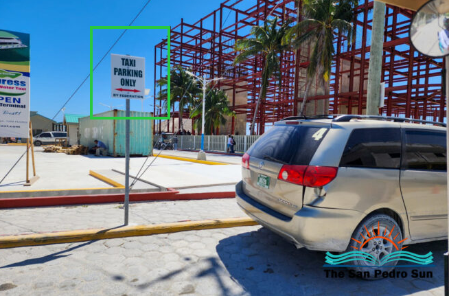 <p>Only <strong>taxis may park</strong>.</p>