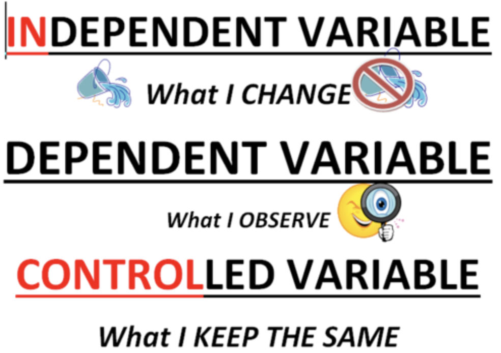 the variables you keep the same in an experiment

\
variables held constant in an experiment so that the only variable changing is the independent variable

ex: temperature, pressure, etc