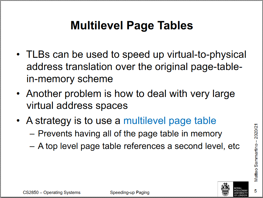 <p><span>Multilevel Page Tables</span></p>