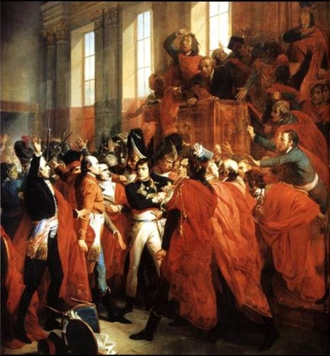 <p>Coup d'État de 1799 par lequel Napoléon renverse le Directoire</p>
