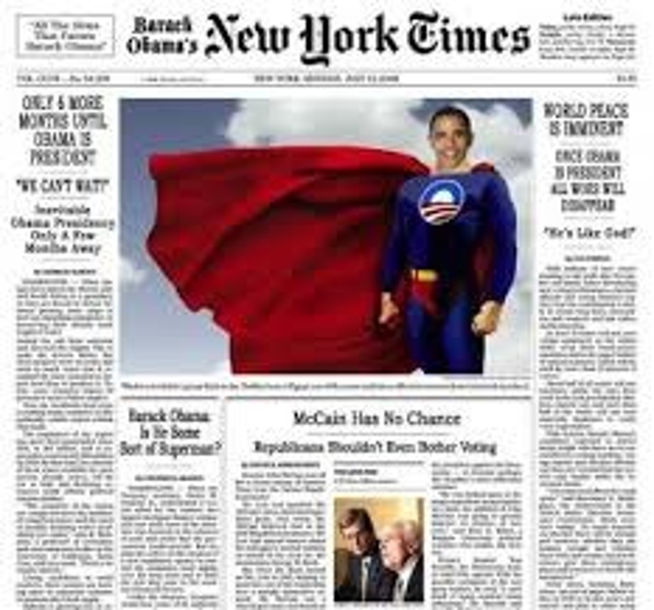 <p>la première page d'un journal, généralement la plus importante.</p>