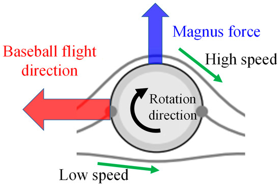 <p>upwards magnus force</p><ul><li><p>boundary layer flow same as relative airflow </p></li><li><p>air is not slowed down </p></li><li><p>zone of decreased pressure created </p></li></ul><p></p>