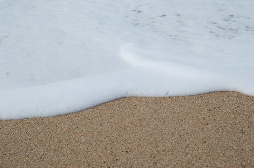 The forward movement of a wave up a beach.