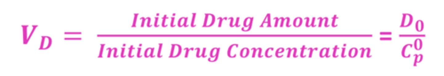 <p>units of volume or volume/weight</p><p>(ml, L, or ml/kg, or L/kg)</p><p>- D0 = VD * Cp0</p><p>- Cp0 = DO/VD</p>